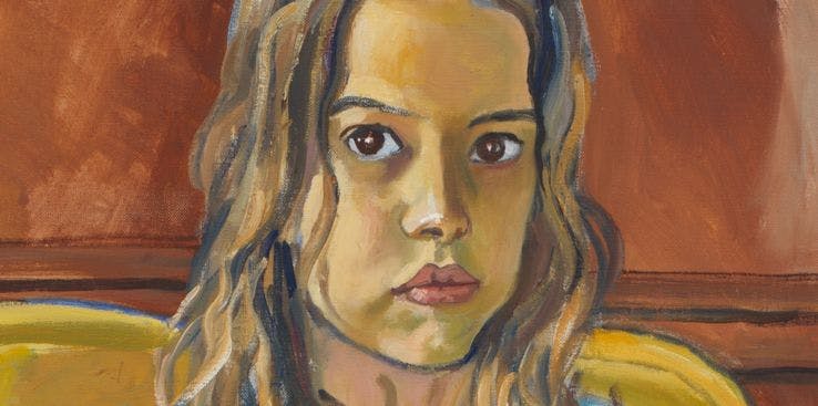A detail from a painting by Alice Neel, titled Olivia, dated 1975.